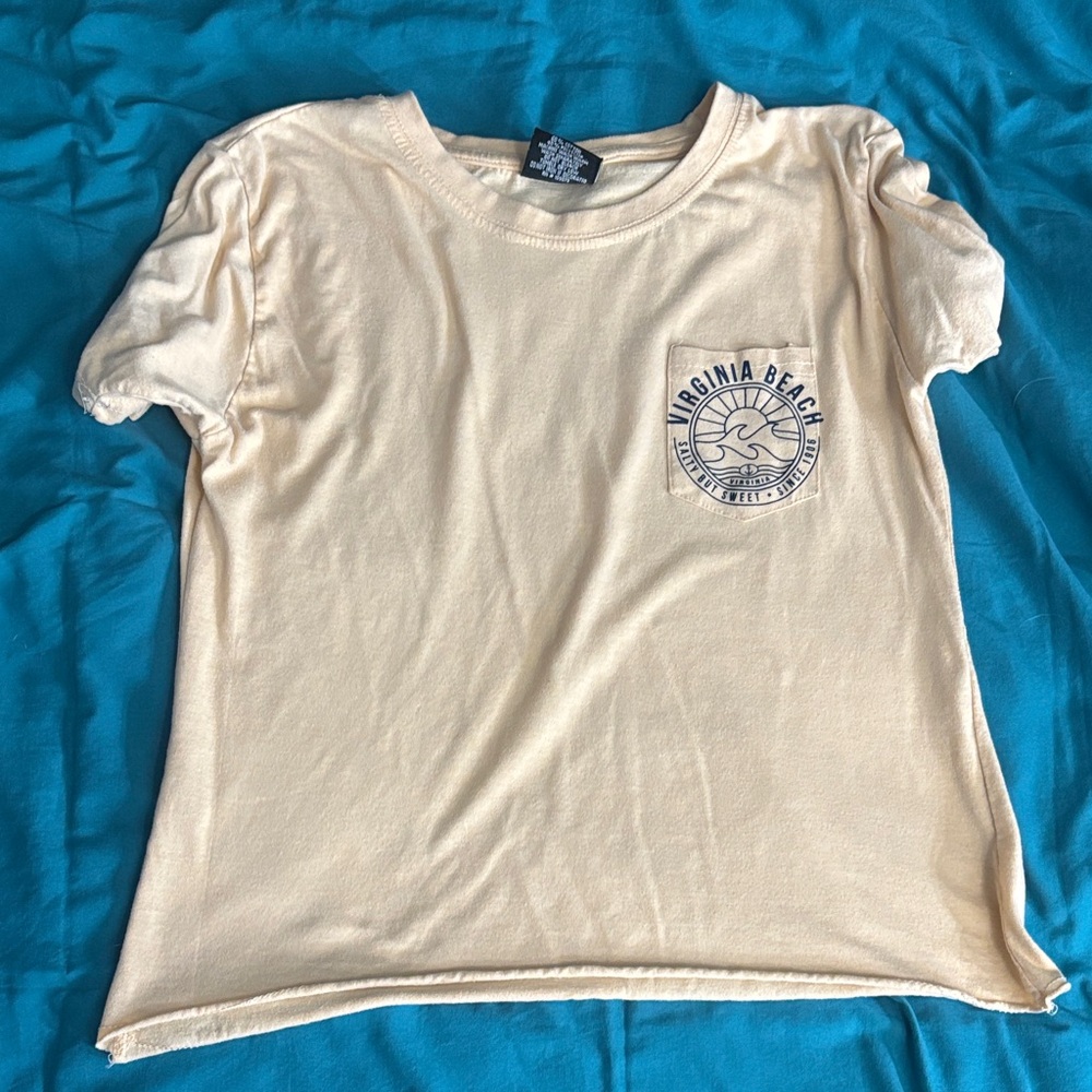 Virginia Beach Pocket Tee - Cream Short Sleeve Women's Tee